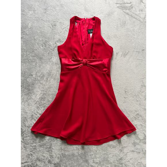 Vintage Dresses & Skirts - Vintage Y2K Red Empire Waist Cocktail Dress 8 Vamp Vixen Whimsigoth Babydoll
